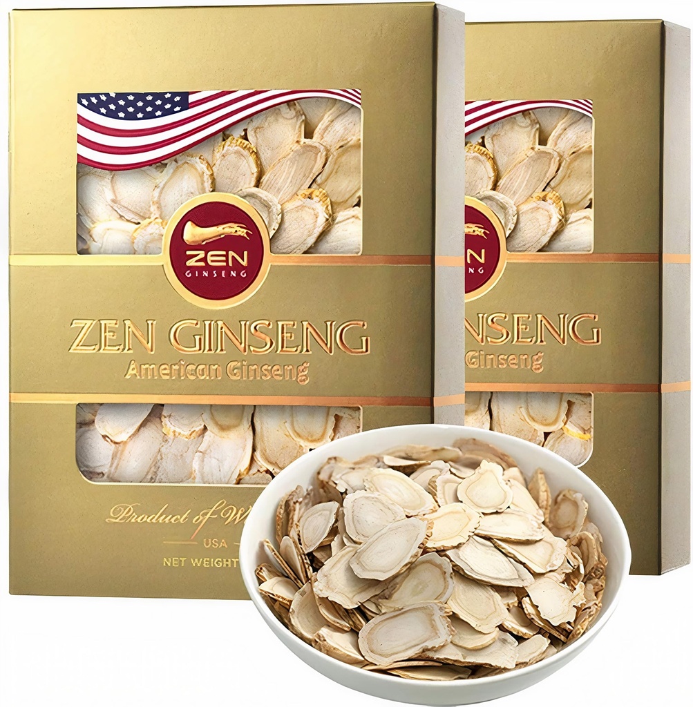 2 kotak dari American Wisconsin Ginseng Slices - Peningkatan Energi, Performance, & Mental Health for Men & Women. Total 8 Oz.