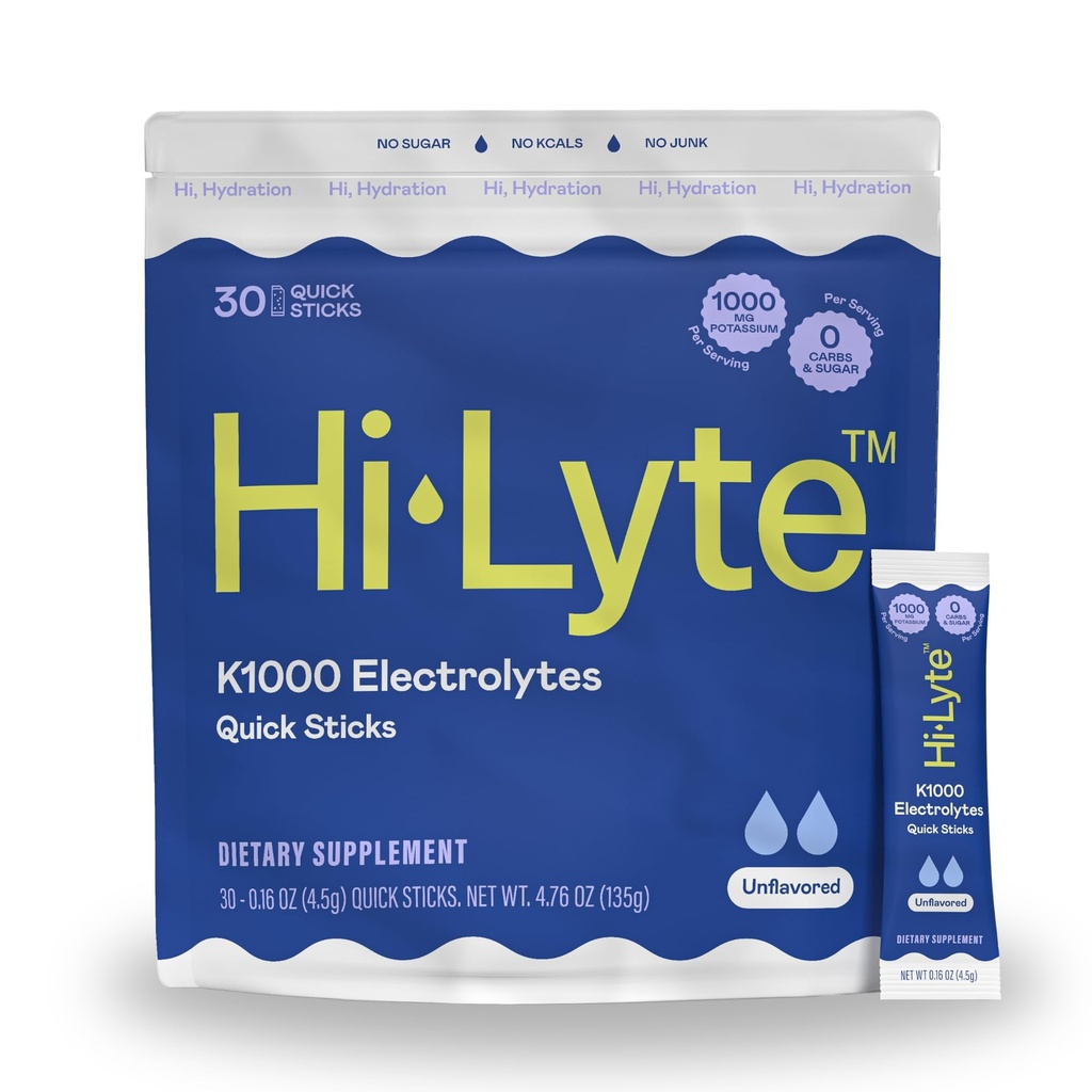 Hi-Lyte K1000 Electrolytes Sticks Unflafeted Keto & Performance, 30 Servis