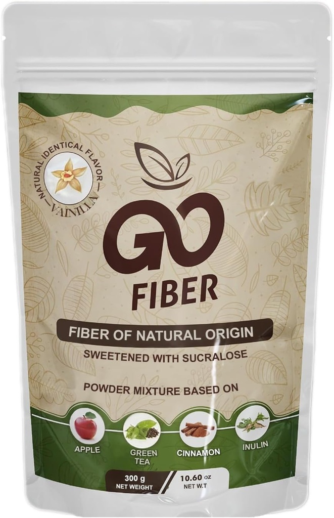 Go Fiber 100% Serat Organik, Tambahan Serat Alam, Vanilla, 10,6 oz