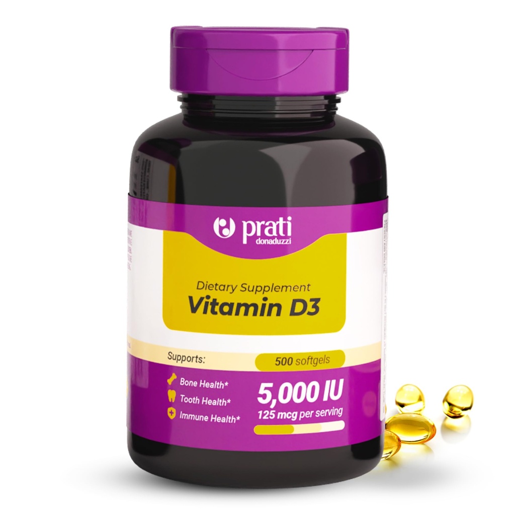 Vitamin D3 5.000 IU - 500 Softgels - Mendukung Sistem Pertahanan, Bone & Muscle Health - Ukuran Keluarga