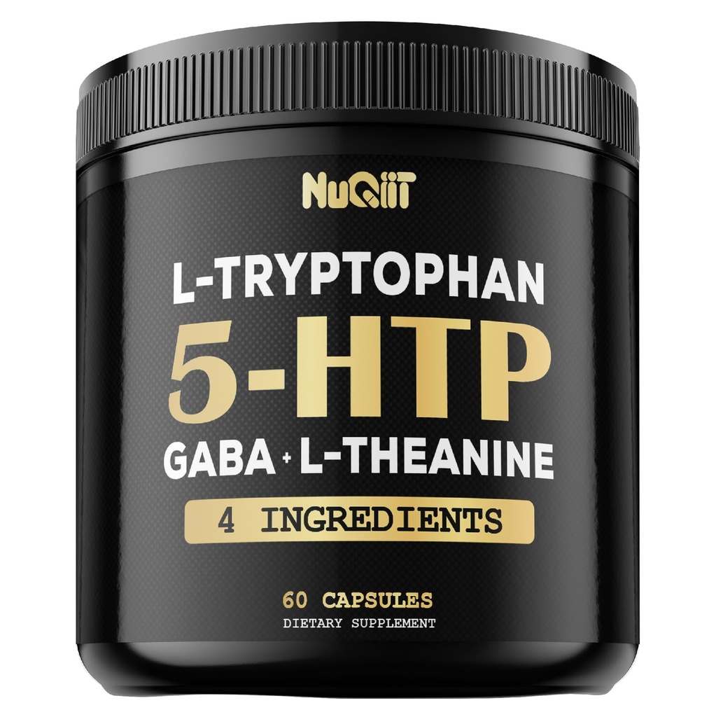 5 HTP 200mg GABA 500mg L- Theanine 200mg L- Tryptophan 100mg Suplemen - Dukung Brain, Circulation Health, Konsentration & Rest - 60 Capsules untuk 1 Bulan - 4in1 Premium Blend