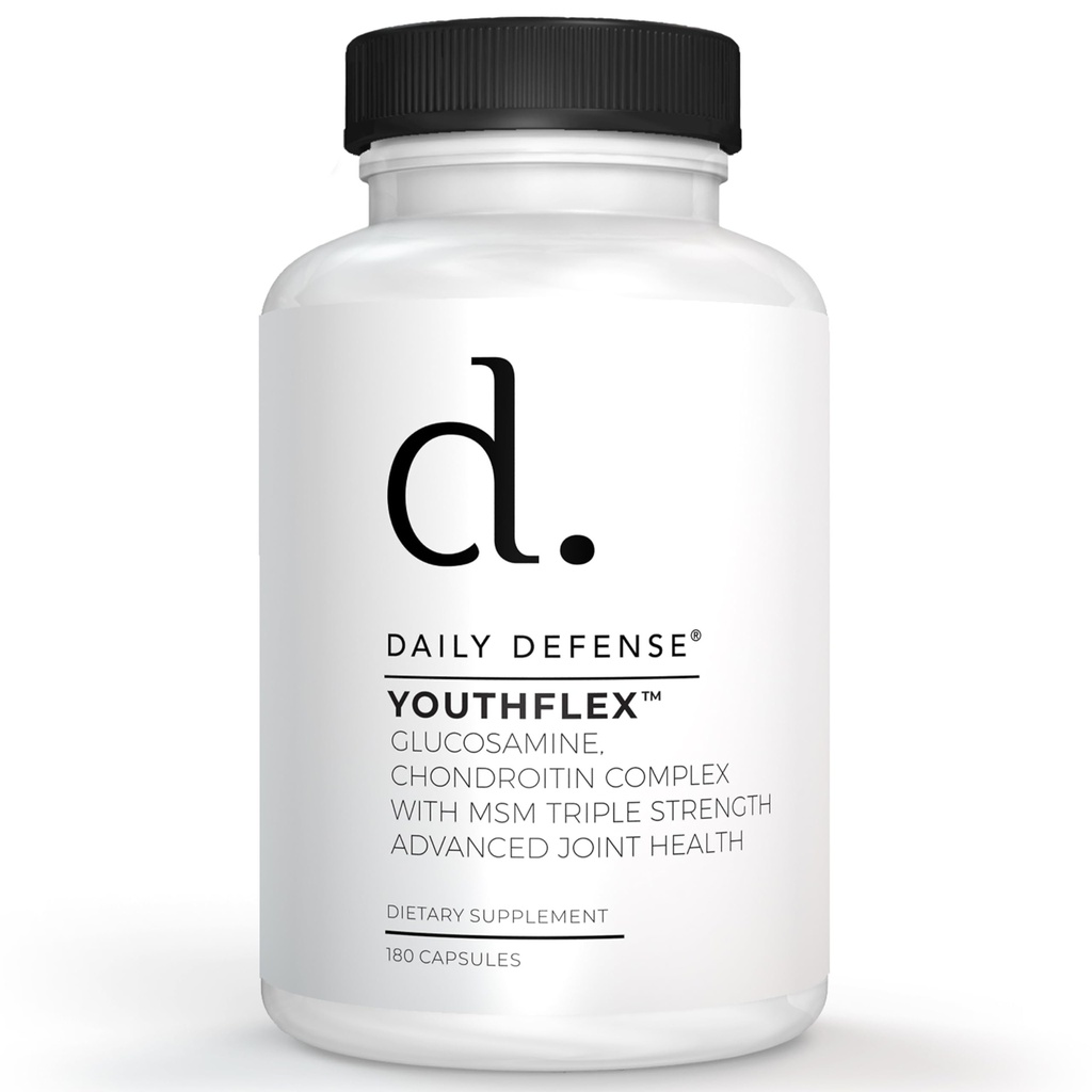 Glucosamine dengan Chondroitin & MSM Joint Supplemen Dukungan Bersama untuk Mobility & Flexibility & Flexality - 180 Capsules, Youthflex Glucosamine Complex, dibuat di USA