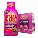 Vitamin Energy B12 11.000% Energi Kekuatan Ekstra Shot Pink Berry 24 Pack, 260mg Natural Caffeine, B12 & B6, Nootropic Focus, Vitalitas, Zero Sugar, Gluten- Free, Vegan, Kosher, 1.93 fl oz