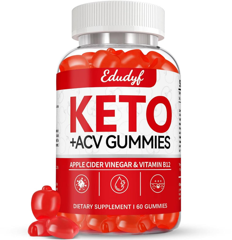 Gummies ACV Keto - 60 Count Gluten- Free, Gyatin-Free Apple Cider Ciegar Gummies dengan B12 untuk Dukungan Keto, Vegetarian, Flavor Unik, Penyesuaian Botol Untuk Pria & Perempuan
