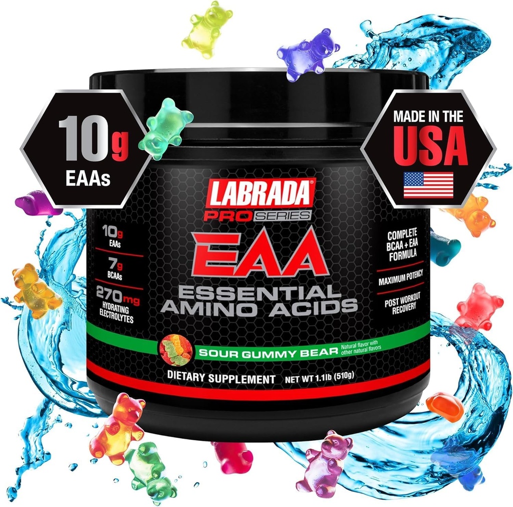 Labrada Pro Series EAA Maksimum Potensi Amino Acid Hydrating Formula dengan BCAAs & Elecrolytes Recovery dan Performance (Sour Gummy Bear)