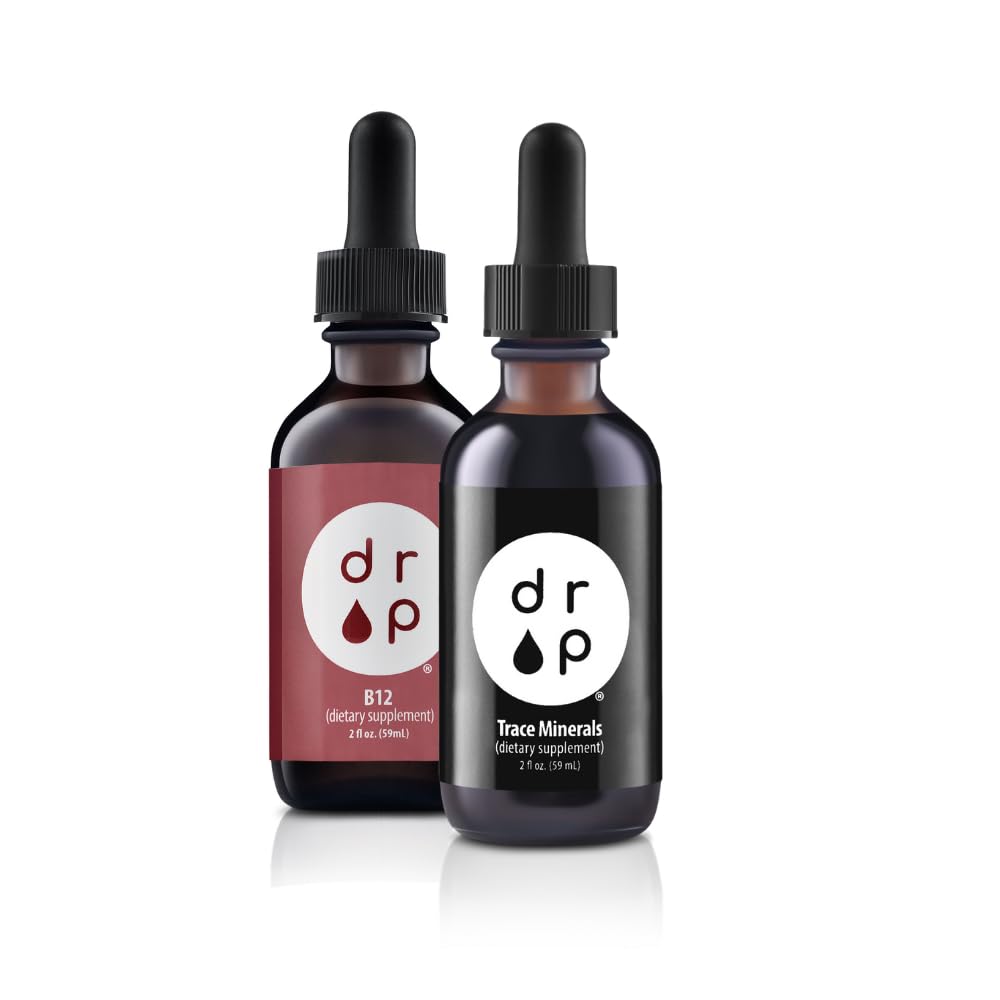 Supplemen Penambahan Organik Telusuri Mineral Elektrolyte Drops dan Vitamin B12 2500 mcg 2 oz Liquid Drops Bundle