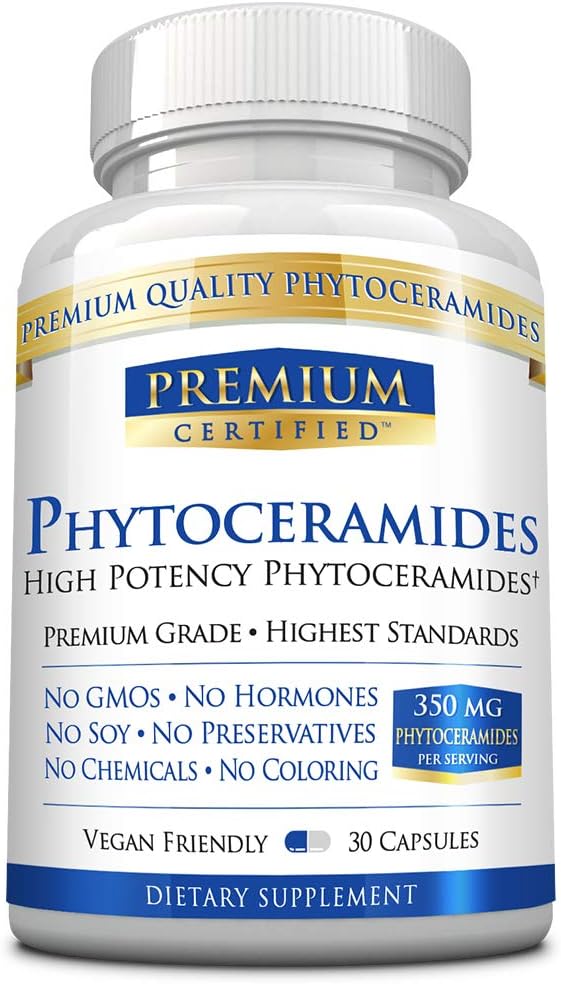 Phytoceramides 350mg dari 100% Wheat -Vitamin A, C, E, dan D3 - Reverse Aging Skin, Replenish Moighty & Repair Skin - 100% Pure Natural - 30 Kapsul - Vegan Friendly