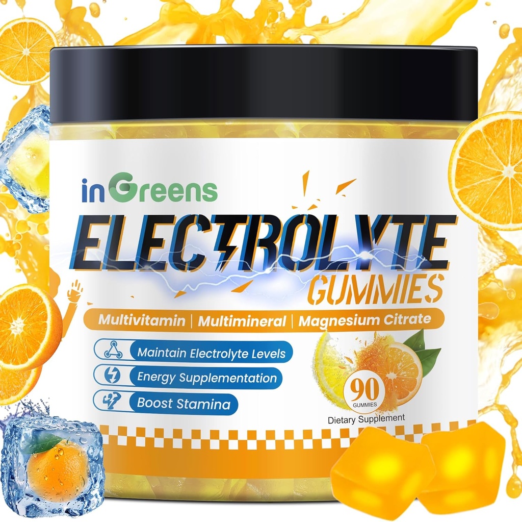 Natural Electrolite Gummies with 6 Escalytes Electrolytes - termasuk Vitamin, Magnesium, Electrolite, untuk Runners, Endurance Sports, Hydration Electrolite Chews - 90 Gummies