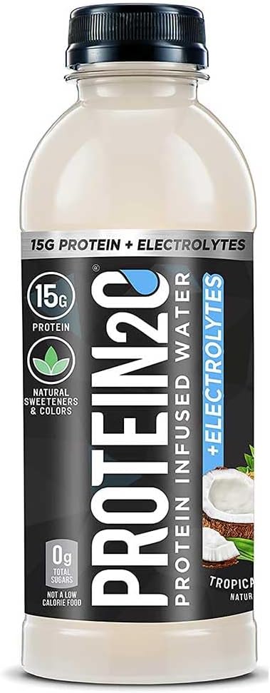 Protin2o 15g Whey Protein Isolate Infused Water Plus Electrolytes, Sugar Free Sports Drink, Ready To Drink, Gluten Free, Laktosa Free, Tropical Coconut, 16,9 oz Bottle (12 Count)