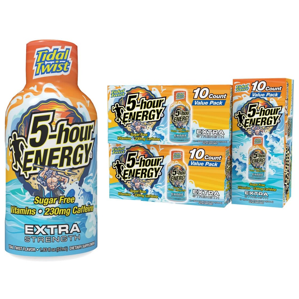 5-hour ENERGY Ekstra Energi Shot, Tidal Twist (1.93 oz., 30 Count), Zero Calories & Sugar- Free 230 mg Caffeinated Energy Shot, Amino Acids & B Vitamin, Dietary Suplemen, Pina- Colada Flavor