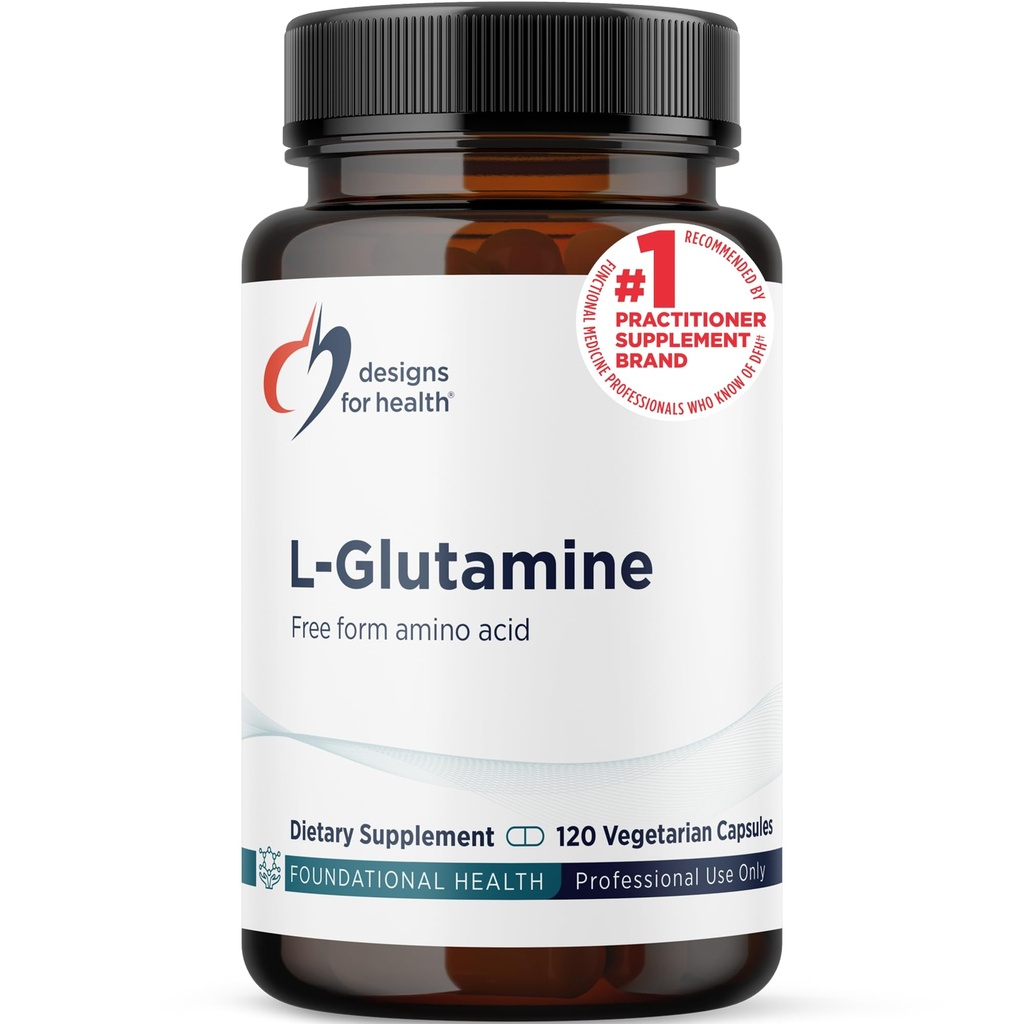 Design untuk Health L Glutamine Capsules - 850mg Vegetarian Amino Acids Suplemen untuk Mendukung Pemulihan Otot, Digetical, Imune + Gat Kesehatan - Non-GMO + Gluten Bebas (120 Kapsul)