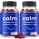NutraChamps Calm Gummies, Stress Gummies Supplemen dengan Ashwagandha, L-Theanine, GABA, Vitamin B6 & Lemon Balm, 90 Gummies (Paket 2)