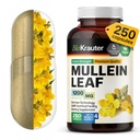 BIO KRAUTER Mullein Capsules 1200 mg Count - Precious Vegan Mullein Extract for Lungs - 125 Days of Supply - Lung Cleanse & Respiratory Support Suplemen - Tidak Ada Pemalang, Non-GMO