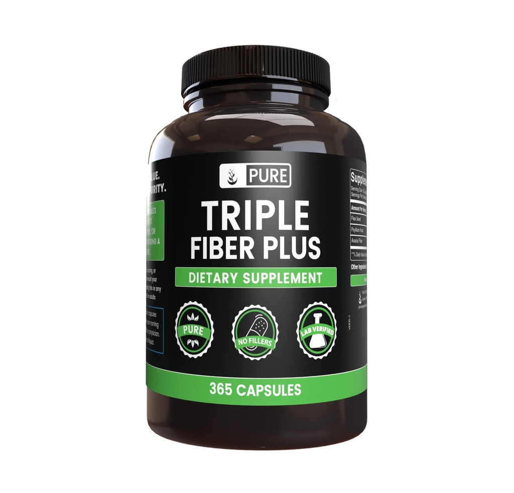 Murni Asli Ingrediens Triple Fiber (365 Capsules) No Magnesium Or Rice Fillers, Always Pure, Lab Verified