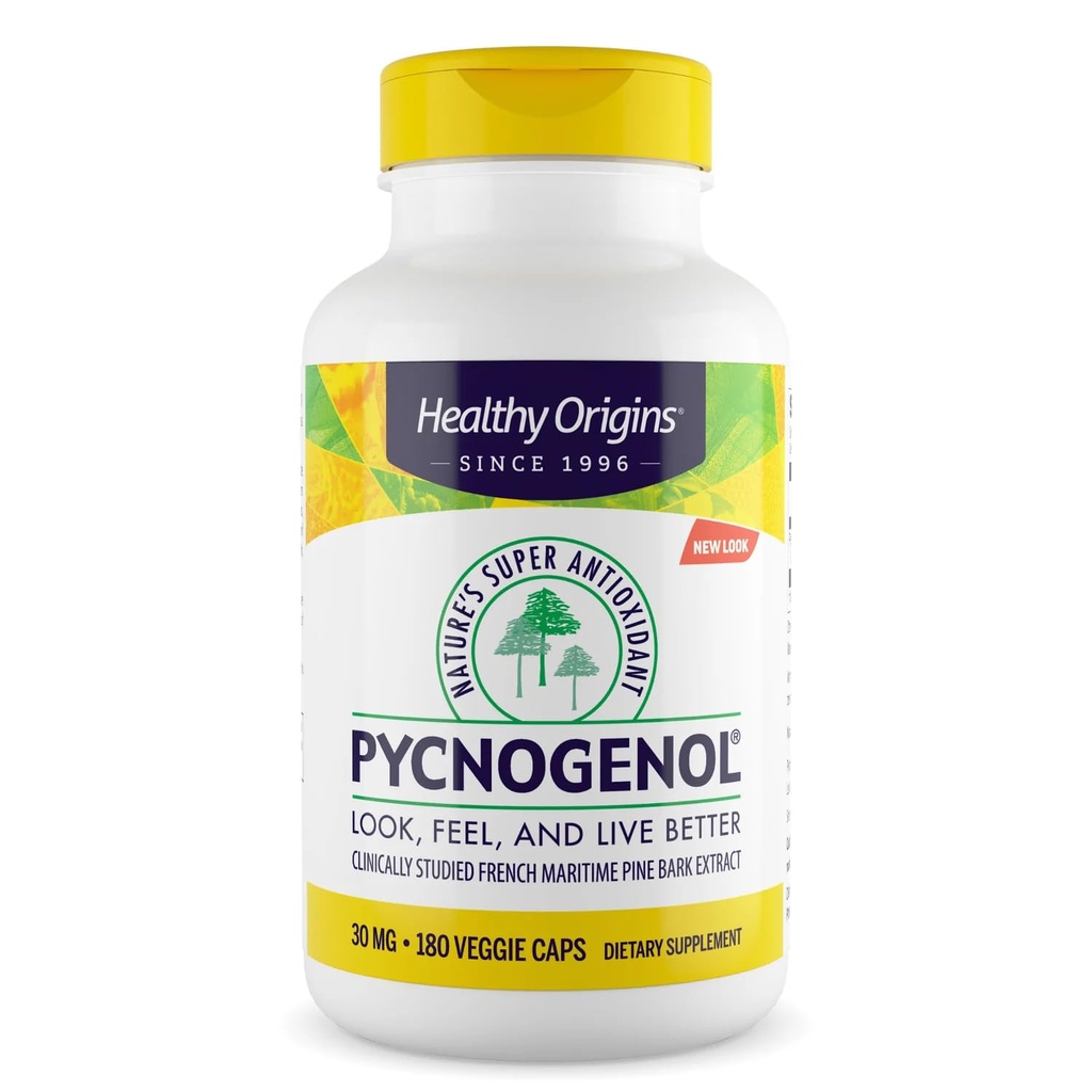 Origins Sehat Pycnogenol 30 mg (Nature Super Antioksidan, Non- GMO, Gluten Free, Dukungan Cardiovascular), 180 Veggie Caps
