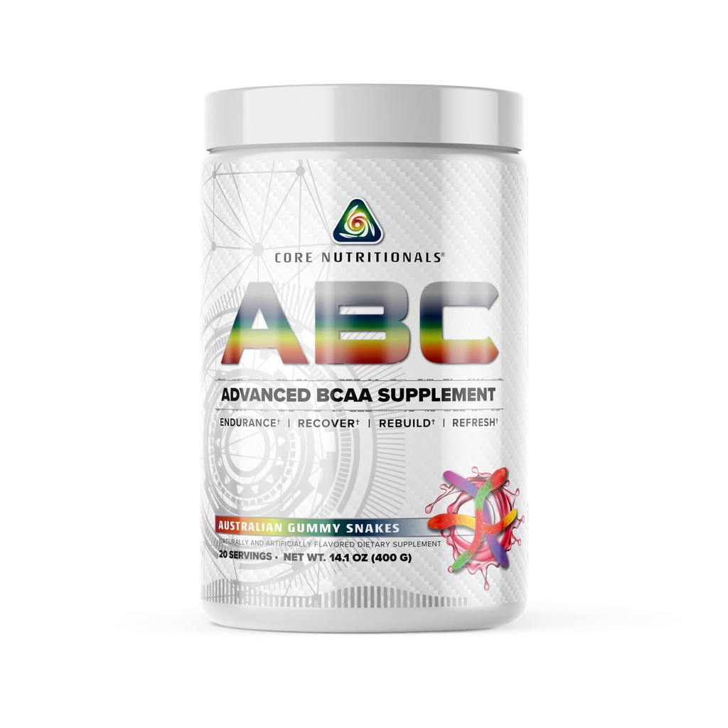 Core Nutronionals ABC Advanced BCAA Supplemen 124; Amino Acid Recovery Blade 124; dengan Glutamine, Beta Alanine, Citrulline Melayu 124; 20 Servings (Australia Gummy Ular)