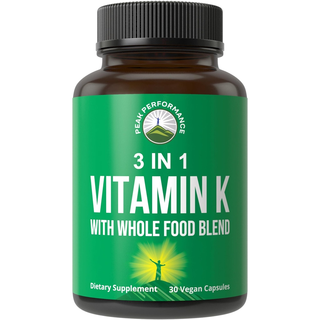 Vitamin K dengan Whole Food Blend dari 25 + Vegetables dan Buah untuk Max Absorpsi. Vegan Capsules Suplemen. Vitamin K1, K-2 MK4 + K2 Natto MK7. Alternatif untuk Drops, Gummi. VIT K dengan K 2 dan MK-7