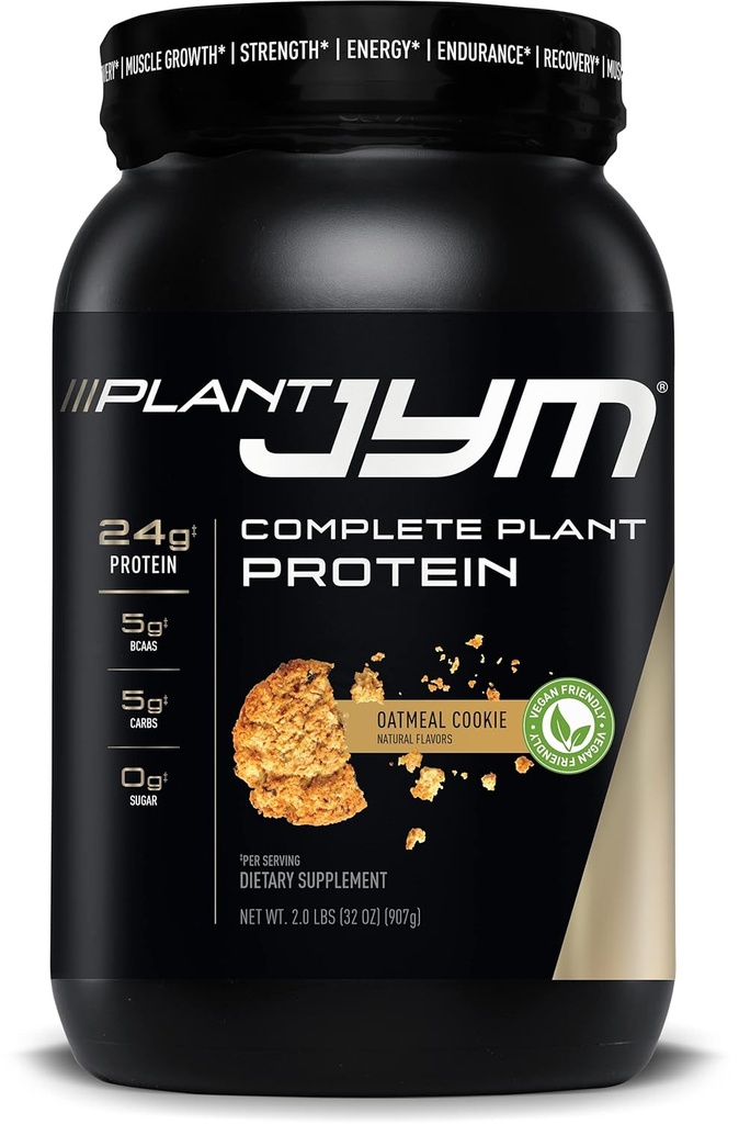 Tanaman JYM Oatmeal Cookie Gourmet Protein Tanaman Bebas Susu untuk Pemulihan, 5g BCAA, Laktosa Bebas, Gluten Bebas untuk Pria & Perempuan 2lbs
