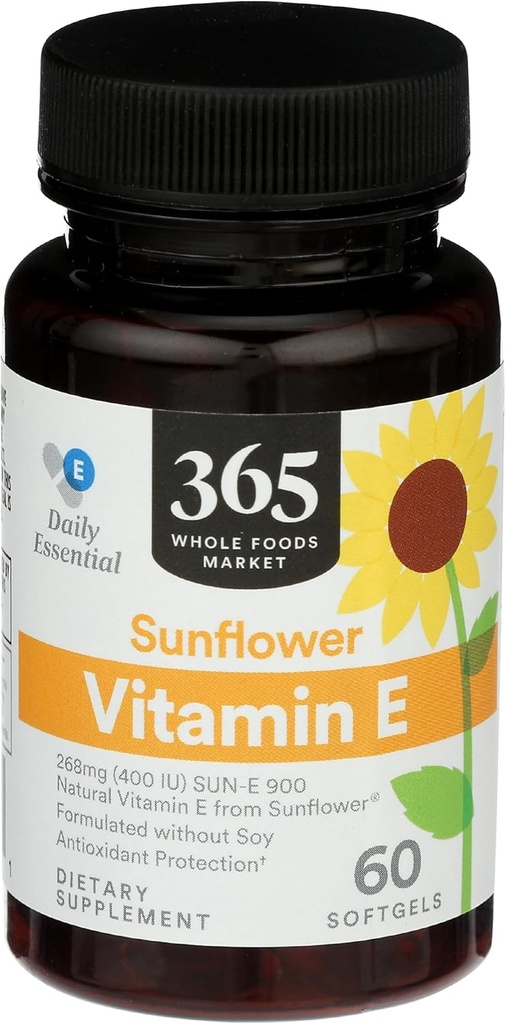 365 oleh Whole Foods Market, Sunflower Vitamin E, 60 ct