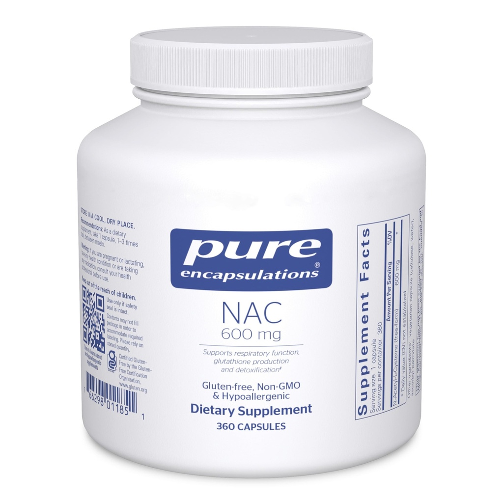 Encapsulasi murni NC 600 mg - N- Acetyl Cysteine NAC Tambahan untuk Lung Health & Imune Dukungan, Dukungan Hati & Antioksidants * - dengan Freeform N- Acetyl- L- Cysteine - 360 Capsules