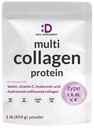 Multi Collagen Protein Powder, 1Lb - Tipe I, II, III, V, X Collagen Peptides dengan Biotin 1000mcg, Vitalin C & Hyaluronic Acid - Unflafed - Keto & Paleo Frid, Great for Hair, Skin, Nails & Joints