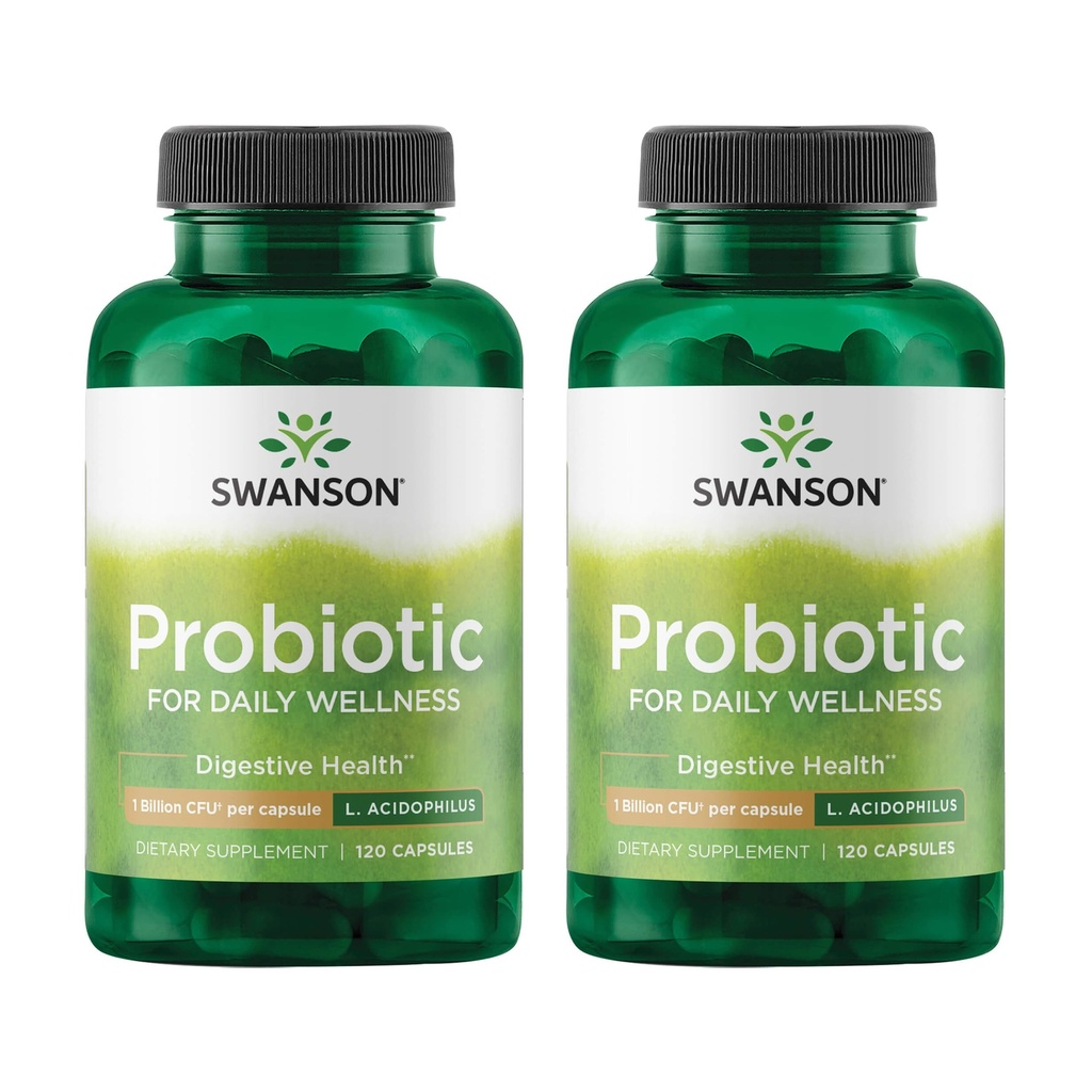 Swanson Probiotic - Digetical Health Suplement w / 1 Milyar CFU per Capsule - Natural Formula Supporting Bowel Regularitas & Daily Wellness - (120 Capsules) (2 Pack)