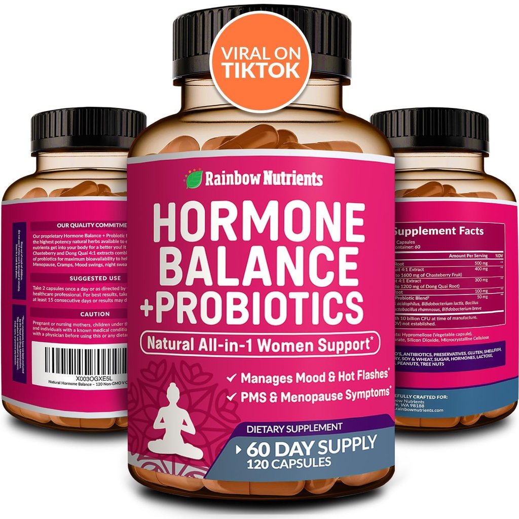 Hormone Balance + Propiness for Women- Natural Menopause Relief, Weight Management, Bloating, Hot Flashes, PMS 14; Organic Maca, Chasteberry, Dong Quai & Black Cohosh 124; Non GMO 124; 120 V Capsules