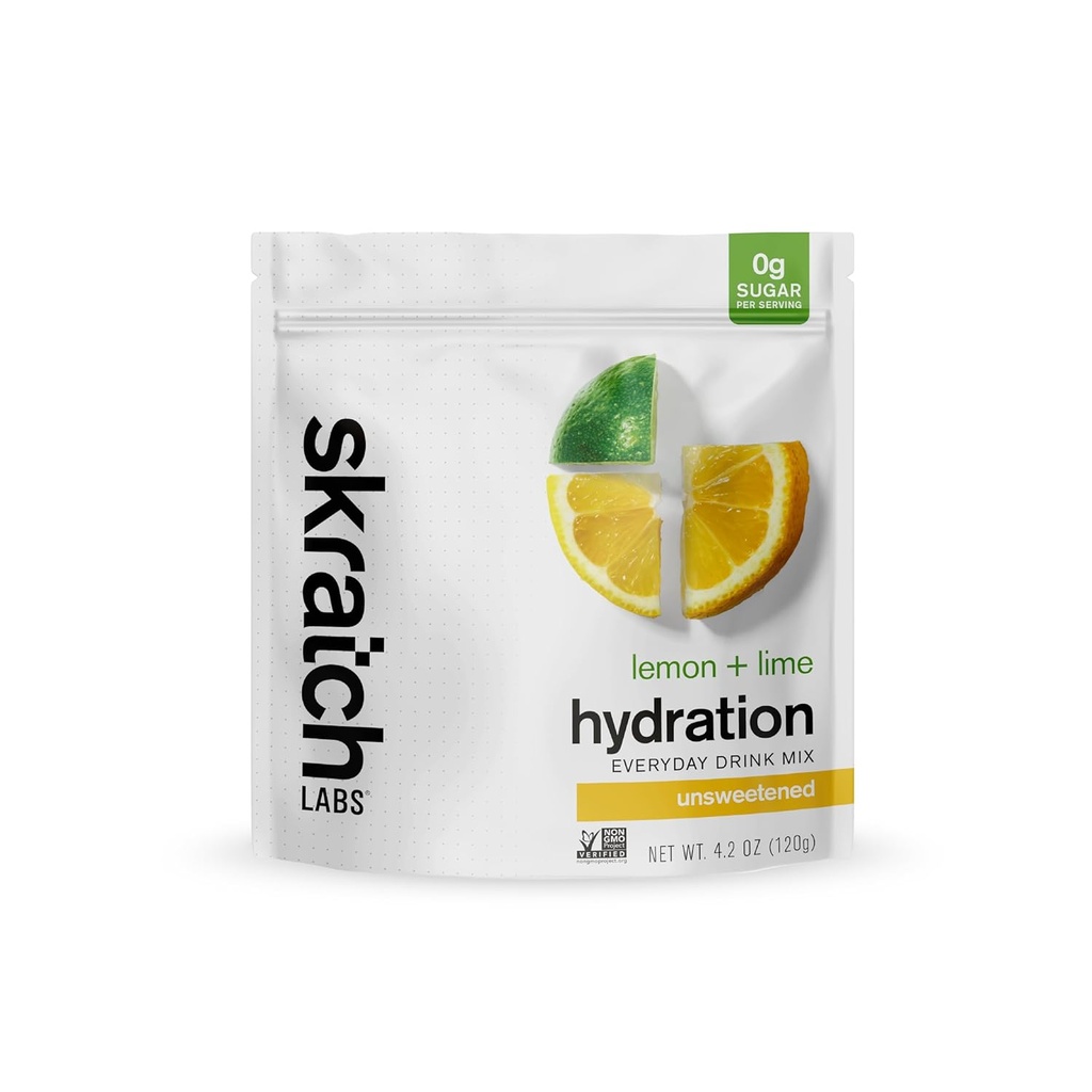 Skratch Labs Unsweetened Electrolyte Powder - Setiap hari Hidration - Sport Drink Mix - Sugar Free - Electrolytes Booster- Lemon + Lime - 30 Servings - Keto, Paleo, Vegan, Non-GMO