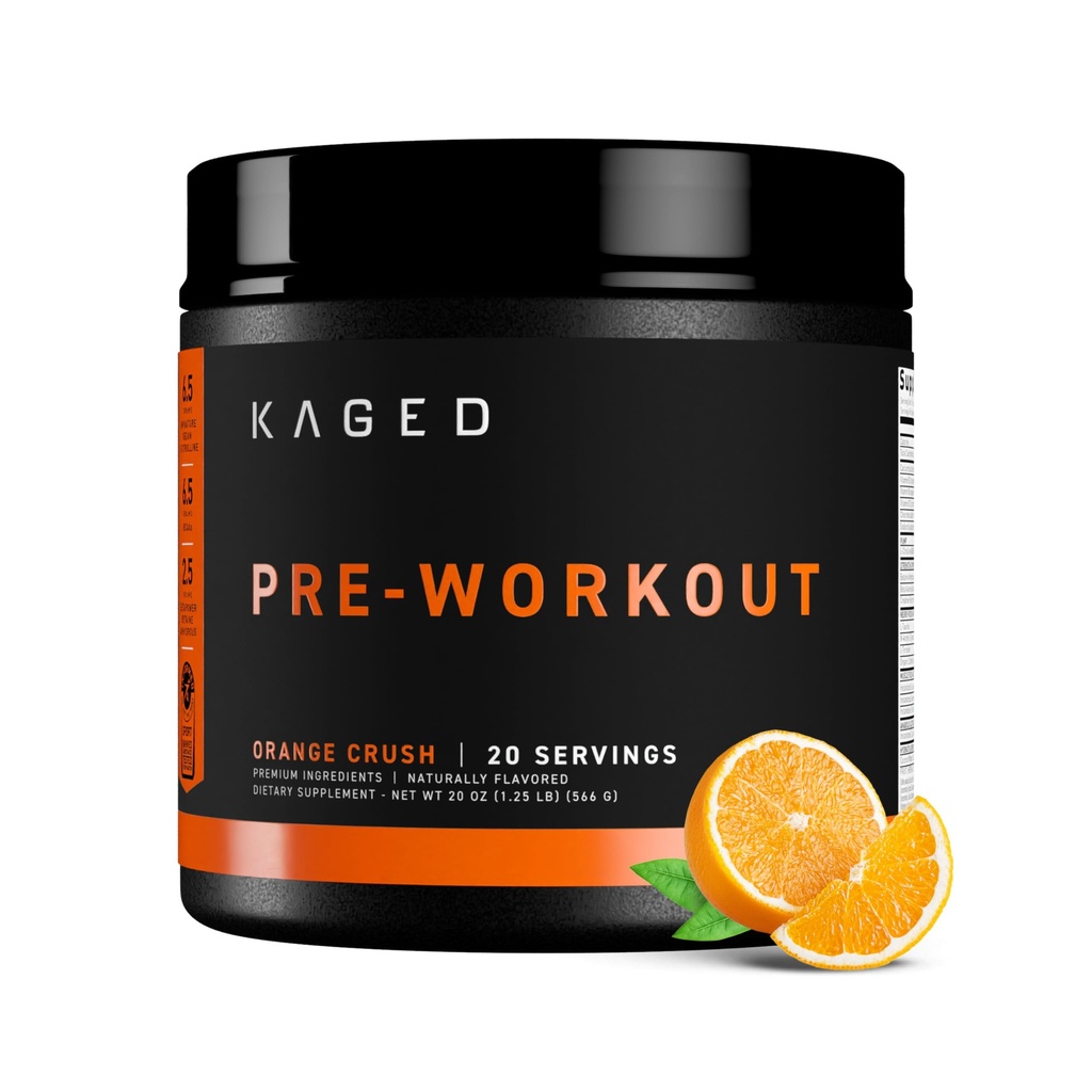 Kaged Original Pra Workout Powder 124; Orange Crush 124; Pre-Workout dengan Cretine, Beta Alanine, L-Citrulline, BCAAs 124; 274 mg Organic Caffeine 124; Pra Suplemen untuk Pria & Perempuan 124; 20