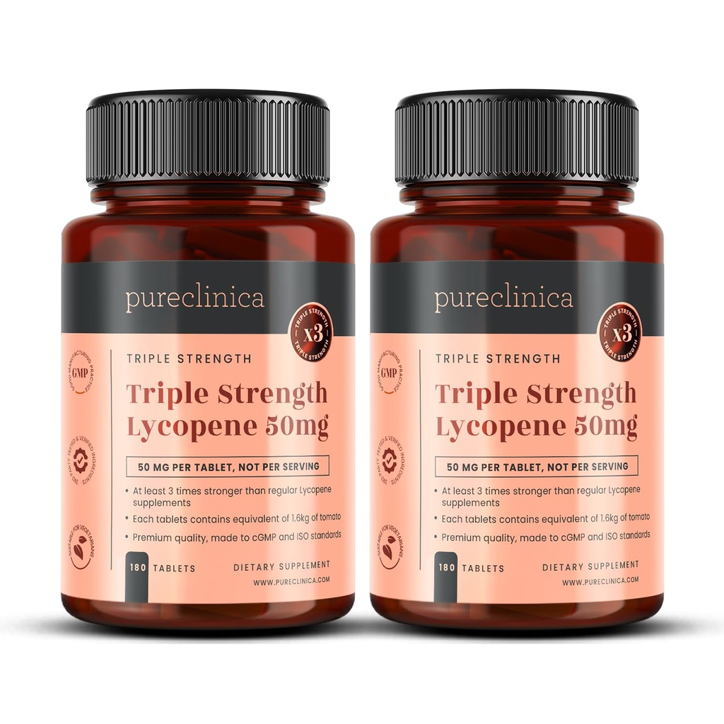 Puberica Lycopene Suplemen 50mg - Kekuatan Tinggi Tomato Ekstrak Antioksidan - 360 Tablet (Tambahan 1 Tahun) - Prostate Kesehatan, Jantung, Mata & Skin Dukungan - GMO Bebas