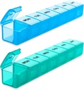 BUG HULL Weekly Pill Organizer Large 2 Packs, Extra Large Pill Organizers, Pill Box 7 Day, Case Travel, Medical Pill Organizer for Vitamin, Suplemen and Medicts (Blue + Green)