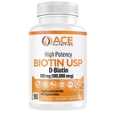 Potensi Tinggi Biotin USP (D-Biotin 100.000mcg) - Superior Biotin, Flour Nasi Organik, Kapsul Vegetarian Untuk Rambut, Skin, & Myelin Kesehatan, Dibuat di Amerika Serikat (100mg / 90 Capsules)