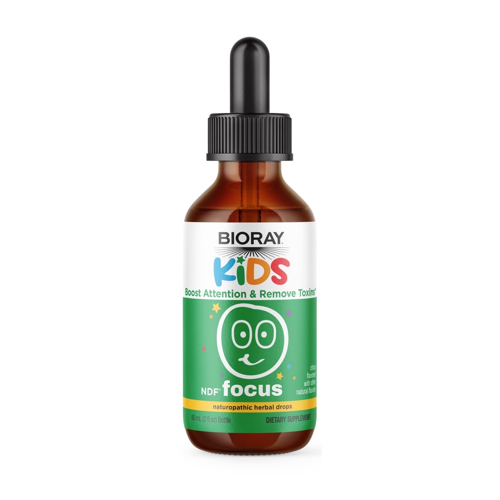 BIORAY kids NDF Focus, Citrus - 2 fl oz - Support Cognitive Fungsi, Enhances Clarity & Promotes Steady Energy Levels - Nun-GMO, Vegetarian, Gluten Free - 1-2 Bulan Supply