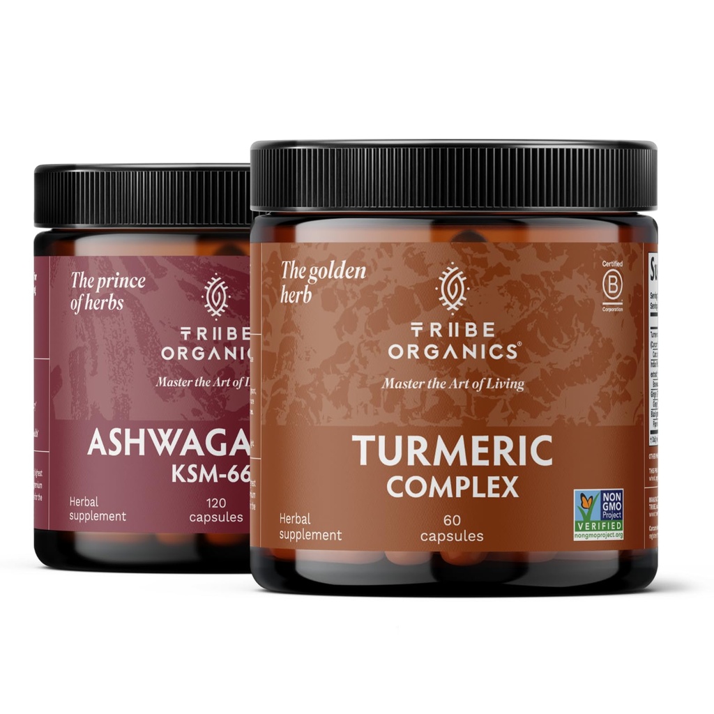 TRIBE ORGANICS Saldo Duo - KSM-66 Ashwagandha 120ct + Turmeric Curcumin C3 Kompleks 120ct