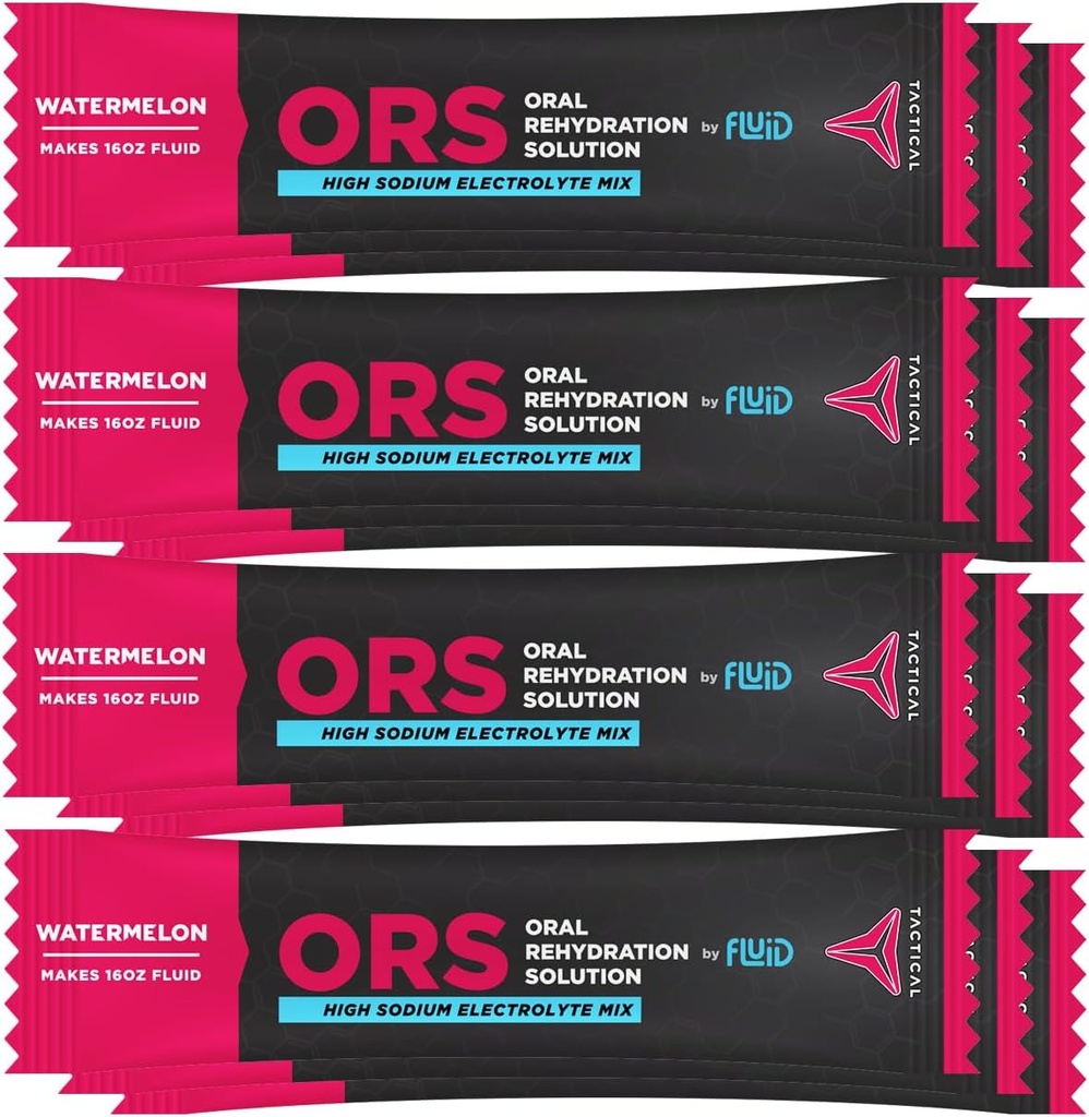 Solusi Fluid Tactical - ORS (Oral Rehydration Solution), Recover Faster, Extreme Dehydration Electrolites, 12pack (Watermelon)