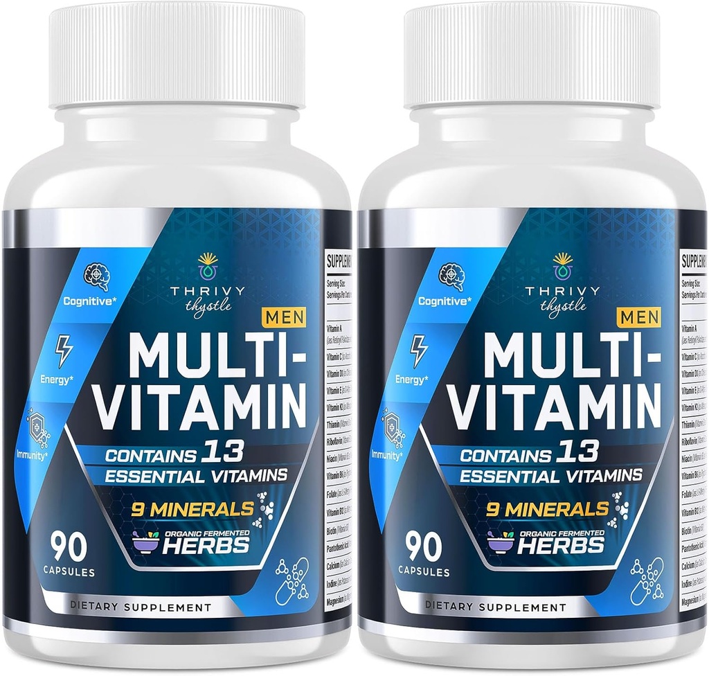 Men Multivitamin 50 Plus - Daily Multivitamin for Men with Ferdited Herbal Extracts & 43 Nutrients - Mens Vitamin Memory & Brain, Energy, Bone Health (2 Pack)