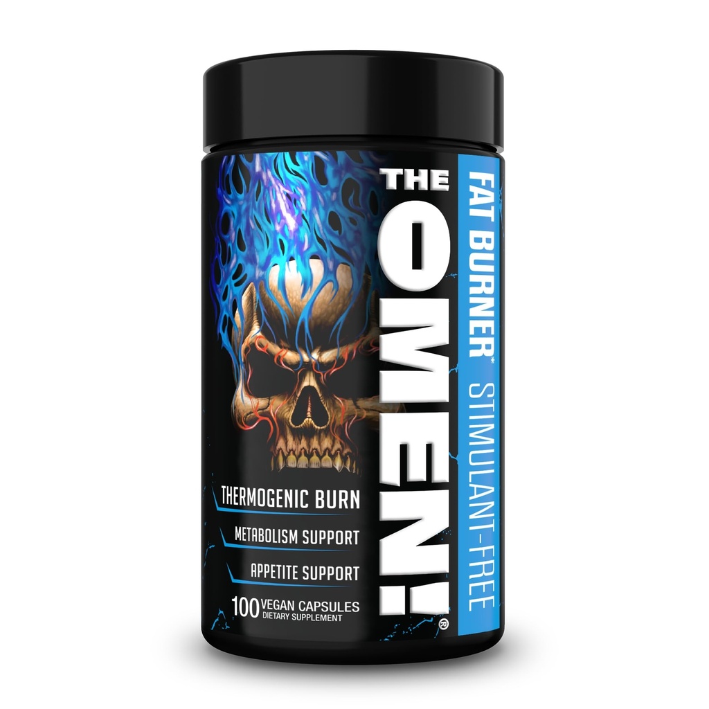 JNX SPORTS The Omen! Non Stimulant Thermogenic Fat Burner for Men & Women 144; Weight Los Suplement, Caffeine Free & Appetite Suppresant 124; 100 Capsules