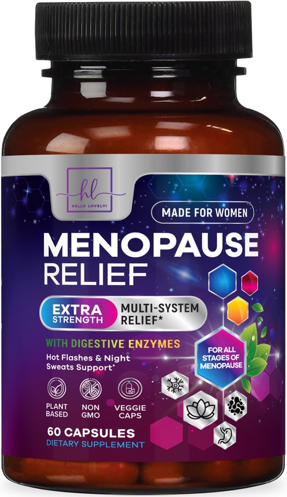 Suplemen Menopause bagi Perempuan dengan Dong Quai, Chaste Berry, Black Cohh, 8 Milyar CFU Progrees - Hot Flash Night Sweats & Menopause Relief Probiotic for Vaginal, Digetives Health - 60 Capsules