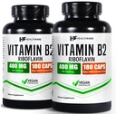 Healtfare Vitamin B2 Riboflavin 400 mg 124; Paket 2 = 124; 180 Veg Capsules Setiap KAPAL 124; Tambahan 124; Gluten-Free 124; Non-GMO