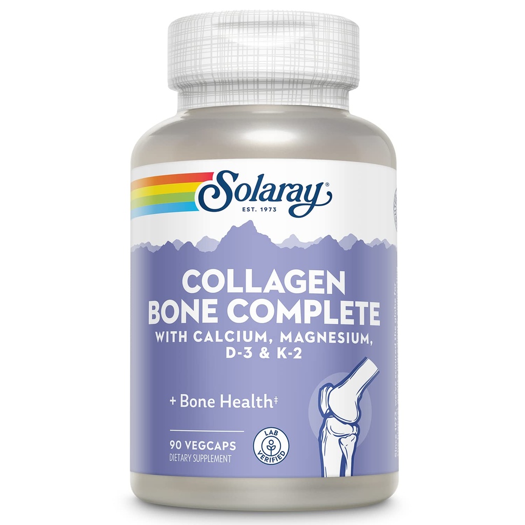 SOLARAY Collagen Bone Complete 124; Advanced Bone Matrix Formula with Plant Calcium & Magnesium 124; 30 Servis: 124; 90 VevCaps