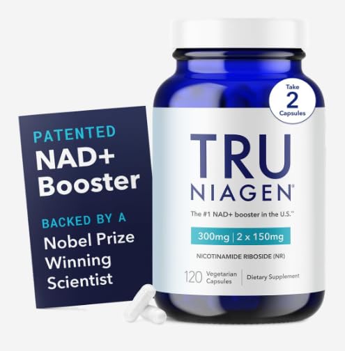 TRU NIAGEN - Patented Nicotinamide Riboside NAD + Tambahan. NR Mendukung Metabolisme Energi Sel & Perbaikan, Vitalitas, Penuaan Hati, Otak & Otot - 60 Servis / 120 Katup