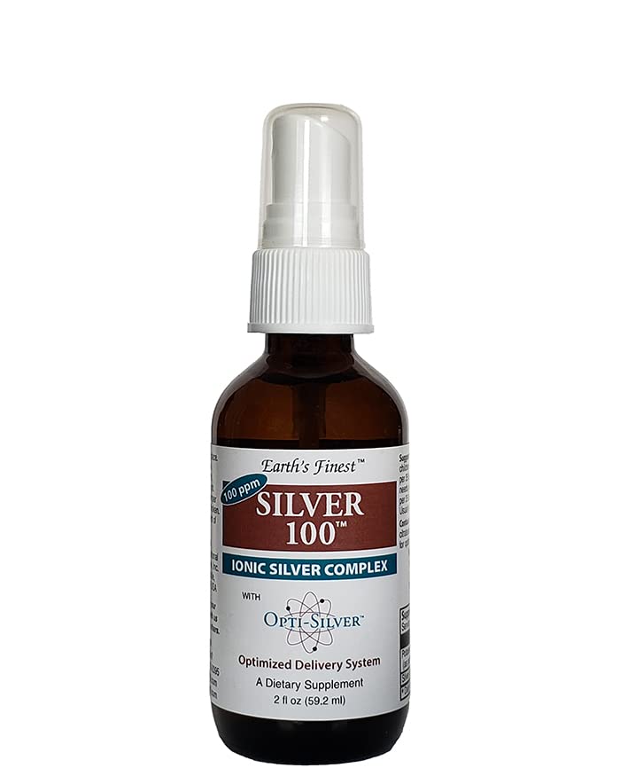 Pelengkap Perak 100 Ionic dengan Opti- Silver Optiminated Kiriman untuk Dukungan Imune - 100 plum, 2oz (59.2mL) - Semprot
