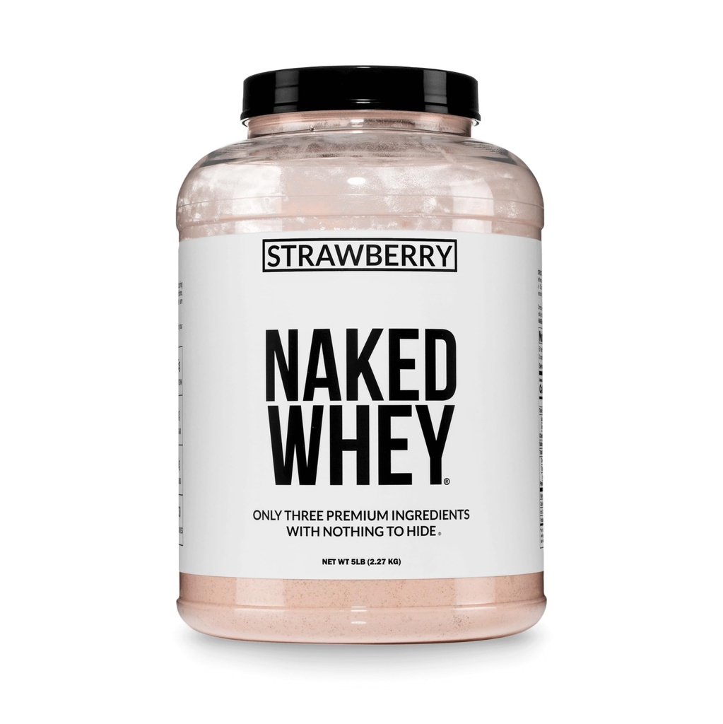 NAYWYD Strawberry Whey Protein - Semua Natural GROY Fed Whoin Powder + DRY Strawberry + Coconut Sugar- 5lb Bulk, GMO-Free, Soy Free, Gludten Free.
