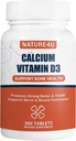 Kalsium 1000 mg dengan Vitamin D3, Tambahan Kesehatan Tulang untuk Dewasa, Dukung Kesehatan Muscel Nerve dan Peledak Kalsium, 300 Tablet
