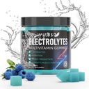Electrolytes Gummies No Sugar, 120 Chewable Electrolite Gummies dengan 6 Electrolite untuk Runners and Endurance Sports, Menyegarkan Blue Raspberry, Hidration Electrolite Chews, 1 Pack