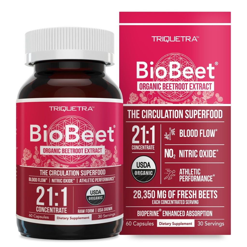 BioBeet £Max Kekuatan Beet Root Capsules - 21: 1 Konsentrasi, Setiap Serving Dierived dari 28.350 mg Organic Beetroot - Pengaruh Absorpsi dengan BioPerine ® Black Pepper Ekstrak (60 Capsules)