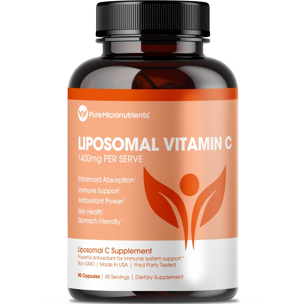 Mikronutrients Pure Lipomal Vitamin C - 1400mg Per Service Suplemen - 90 Capsules - High Absorpsi VIT C Acibic Acid Pills