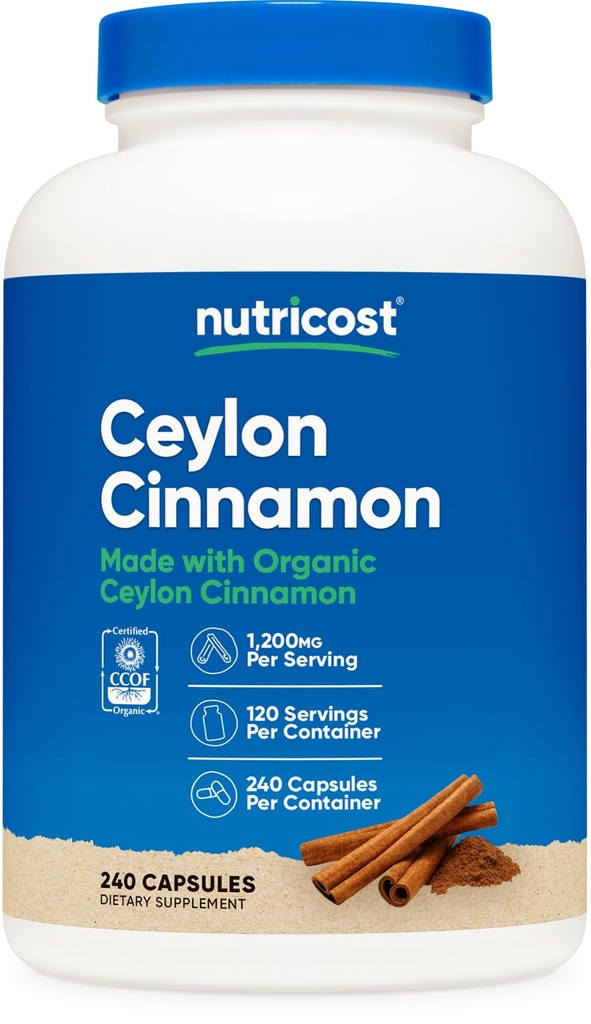 Nutricost Cinnamon Capsules (240 Capsules) 1200 mg per Serving - Gluten- Free