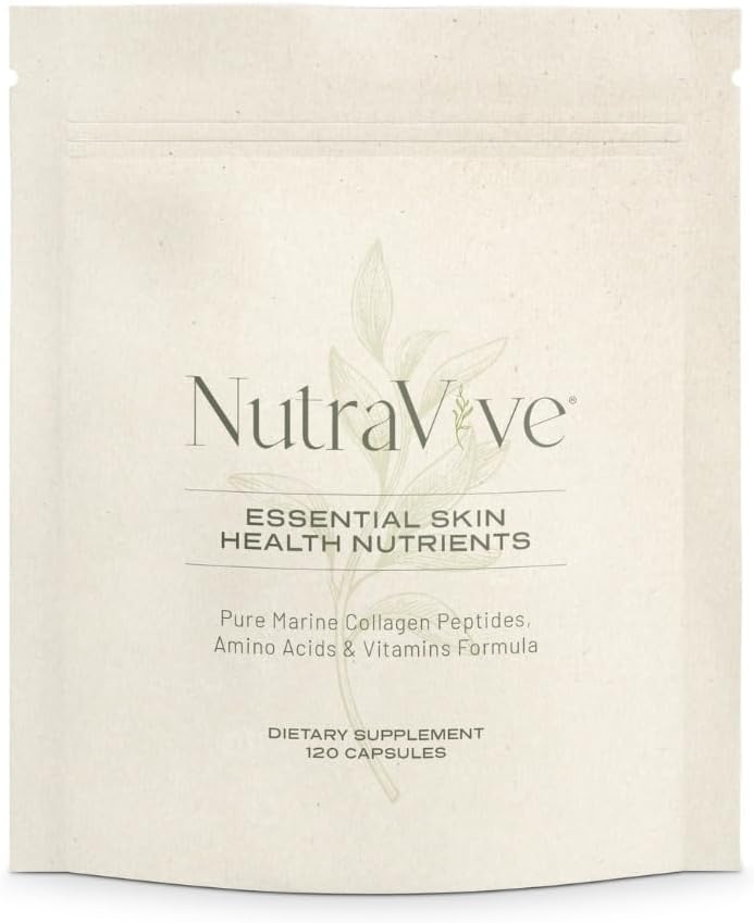 NuttraVive Escive Skin Health Nutrients - Hydrolyzed Morikol ® Marine Collagen Peptides, Amino Acids & Vitamin Firm, Reduce Wrinkles & Enhance Skin Elasticity - 120 Capsules