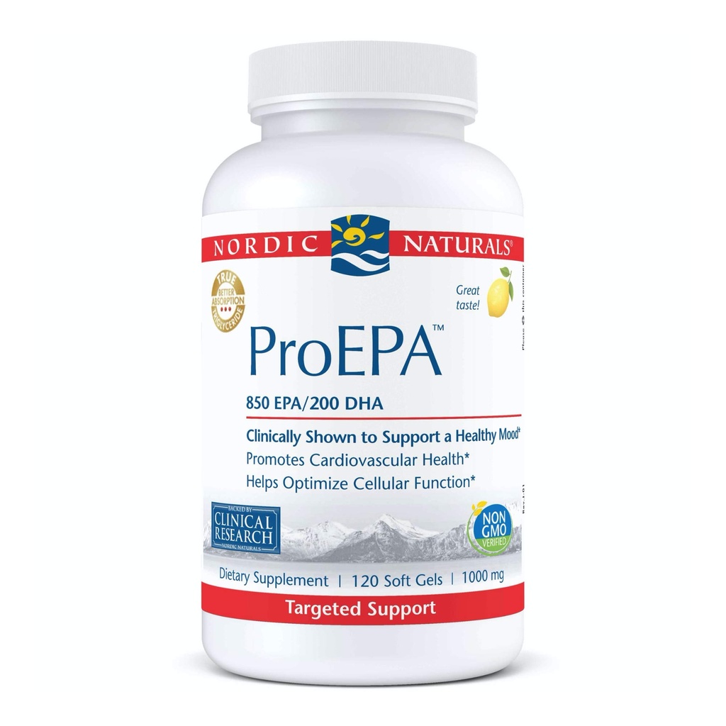 Nordic Intensity EPA ProEPA, Lemon - 120 Soft Gels - 110 mg Omega-3 - High- Intensity EPA Formula untuk Kesehatan Mood, Heart Health & Cellular Fungsi - Non-GMO - 60 Servings